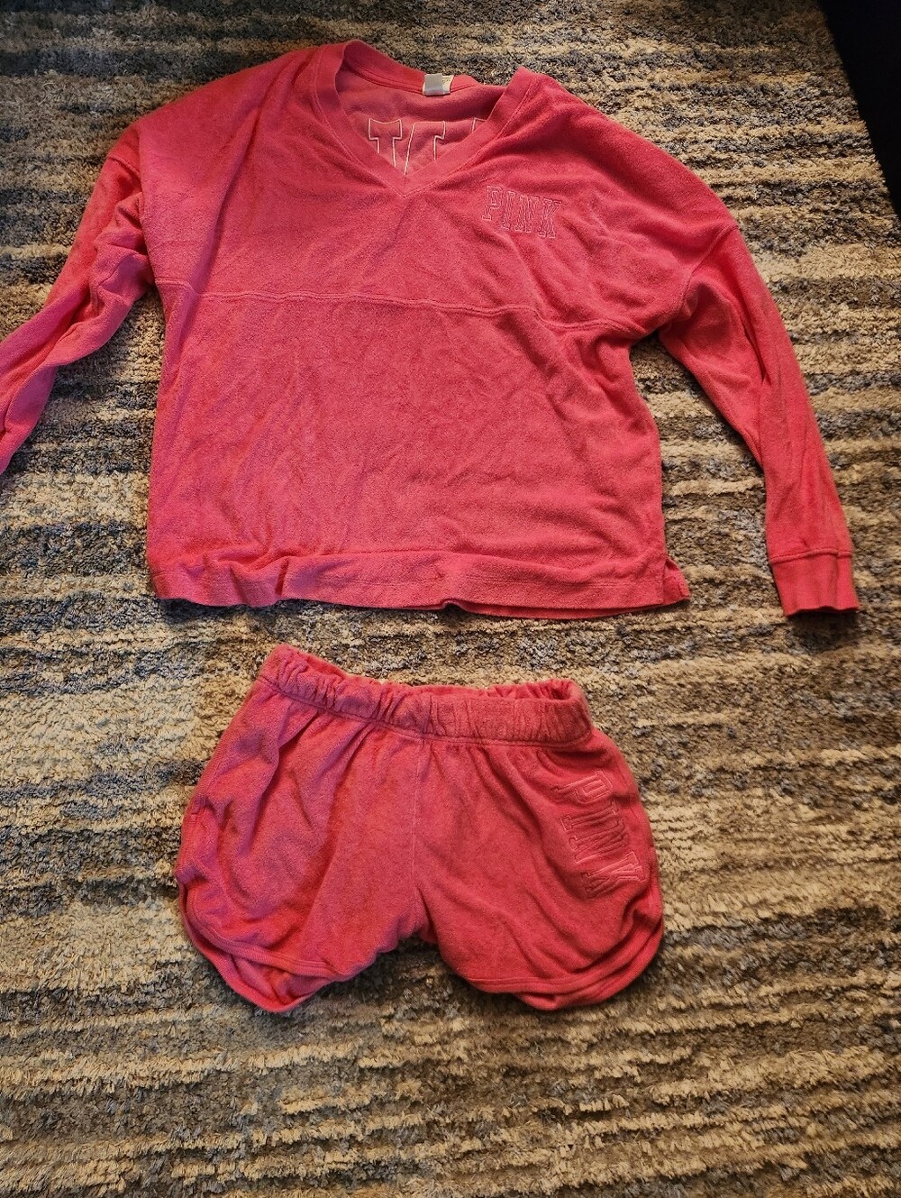 PINK Victoria's Secret Pink Long Sleeve And Shorts Set